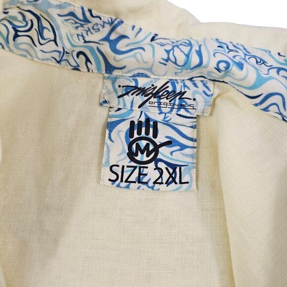Miskeen Originals Men’s Jeweled & Embroidered Linen Short Sleeve Shirt - Size 2X - Picture 14 of 16